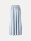 Oglmove Soft Linen Knit Gathered A-line Maxi Skirt With Pockets In Blue