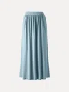 Oglmove Soft Linen Knit Gathered A-line Maxi Skirt With Pockets In Green