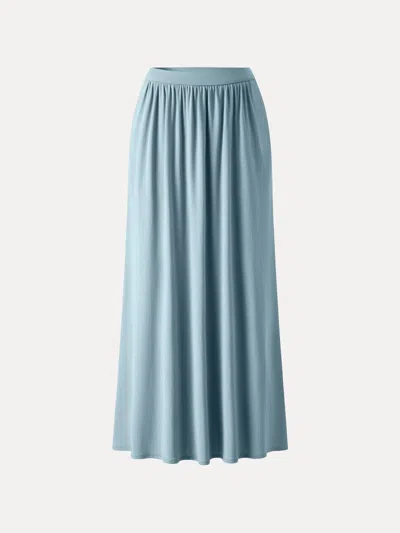 Oglmove Soft Linen Knit Gathered A-line Maxi Skirt With Pockets In Green