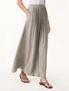Oglmove Soft Linen Knit Gathered A-line Maxi Skirt With Pockets In Neutral