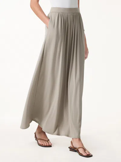 Oglmove Soft Linen Knit Gathered A-line Maxi Skirt With Pockets In Neutral
