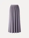 Oglmove Soft Linen Knit Gathered A-line Maxi Skirt With Pockets In Purple