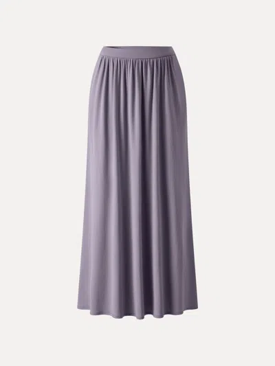 Oglmove Soft Linen Knit Gathered A-line Maxi Skirt With Pockets In Purple