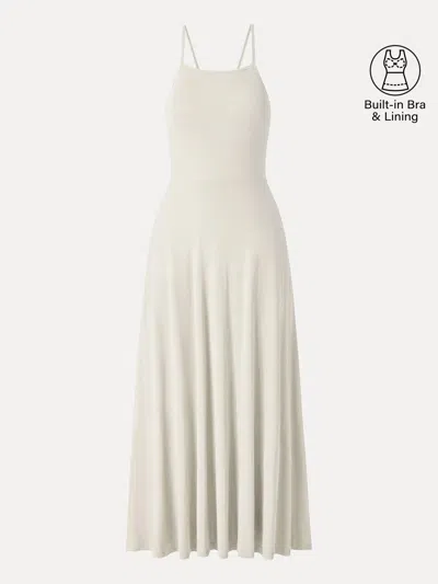 Oglmove Soft Linen Knit Spaghetti Midi Bra Dress In Multi