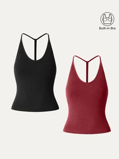 Oglmove Soft Linen Luxe V-neck T-back Airy Bra Tank