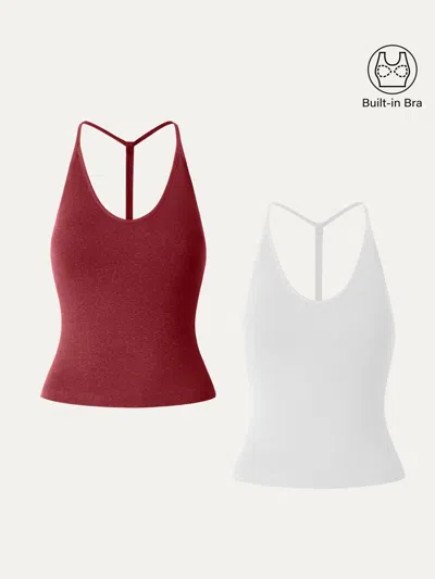 Oglmove Soft Linen Luxe V-neck T-back Airy Bra Tank