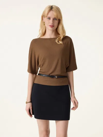 Oglmove Soft Ribbed Boatneck Relaxed Top