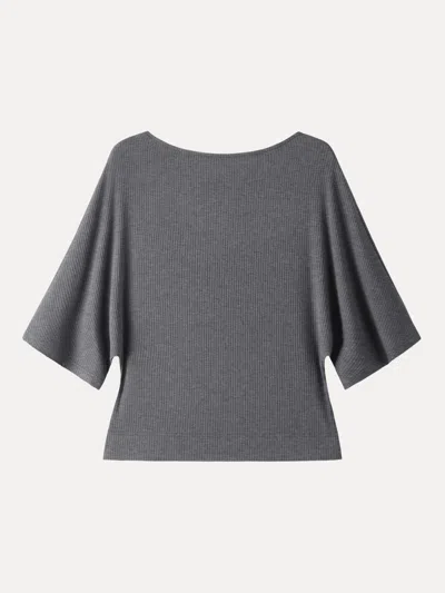Oglmove Soft Ribbed Boatneck Relaxed Top