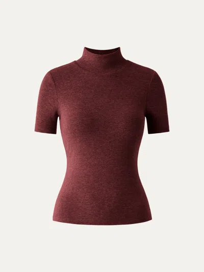 Oglmove Soft Thermal Mockneck Short Sleeve Brami Top In Ancora