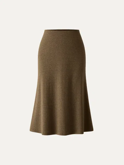 Oglmove Soft Thermal Pull-on Midi Skirt In Brunette