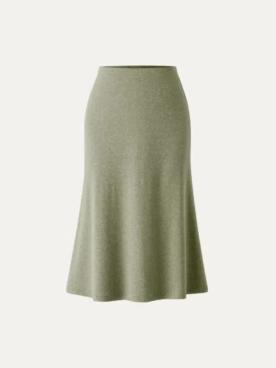 Oglmove Soft Thermal Pull-on Midi Skirt In Heather Green