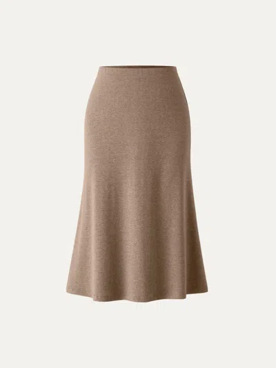 Oglmove Soft Thermal Pull-on Midi Skirt In Heather Taupe