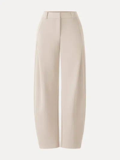 Oglmove Spring Stretch Cotton High Rise Barrel Leg Pants With Pockets In White