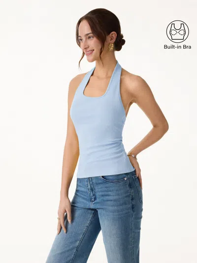 Oglmove Square Halter Neck Bra Tank In Blue