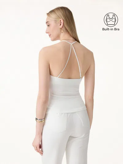 Oglmove Square Neck Spaghetti Bra Tank In White
