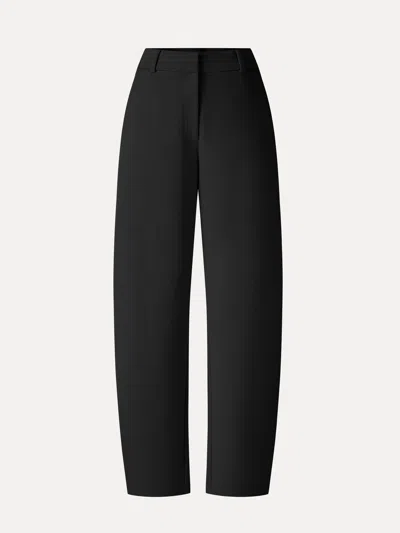 Oglmove Stretch Bamboo Mid-rise Barrel Pants With Pockets In Black