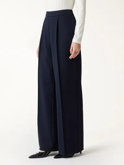 Oglmove Stretch Bamboo Mid-rise Wide-leg Pintuck Pants With Pockets In Blue