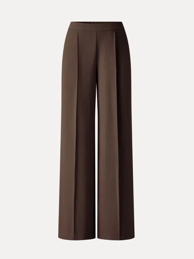 Oglmove Stretch Bamboo Mid-rise Wide-leg Pintuck Pants With Pockets In Brown