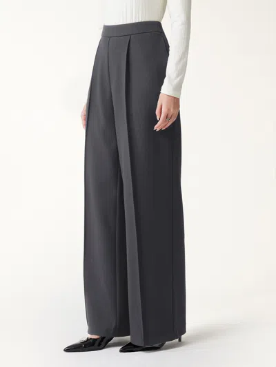 Oglmove Stretch Bamboo Mid-rise Wide-leg Pintuck Pants With Pockets In Gray