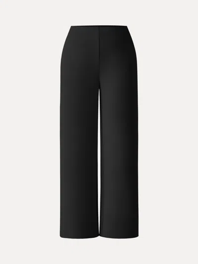 Oglmove Stretch Cotton Blend Mid Rise Straight Leg Pants With Pockets In Black