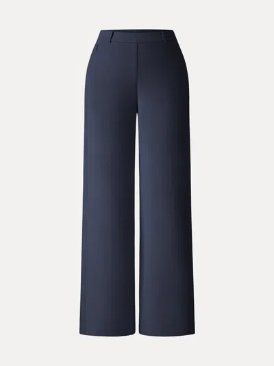 Oglmove Stretch Cotton Blend Slimming High Rise Wide Leg Pants In Light Navy