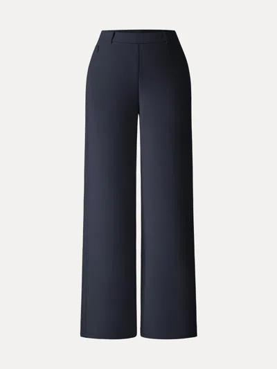 Oglmove Stretch Cotton Blend Slimming High Rise Wide Leg Pants In Navy