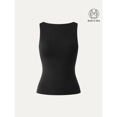 Oglmove Stretch Cotton Boatneck Bra Tank In Black