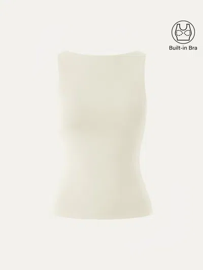 Oglmove Stretch Cotton Boatneck Bra Tank In Yellow