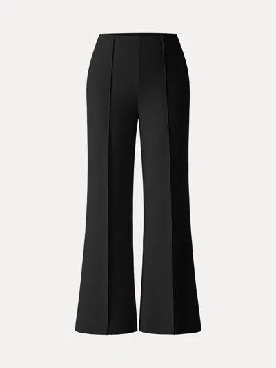Oglmove Stretch Cotton High Rise Wide Flared Pull-on Pants In Black