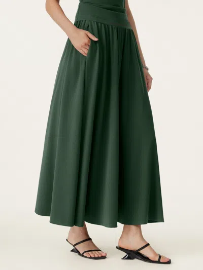 Oglmove Stretch Cotton Maxi Umbrella Skirt With Pockets