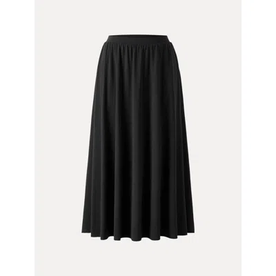 Oglmove Stretch Cotton Maxi Umbrella Skirt With Pockets In Black