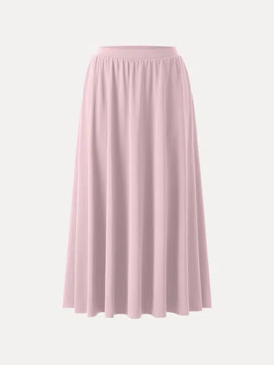Oglmove Stretch Cotton Maxi Umbrella Skirt With Pockets In Pink
