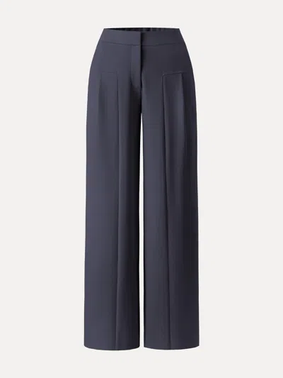 Oglmove Stretch Cotton Mid Rise Wide Leg Trouser In Blue