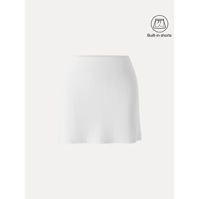 Oglmove Stretch Cotton Pointelle A-line Mini Skirt With Built-in Shorts In White