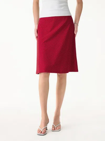 Oglmove Stretch Cotton Polka Dot A-line Flare Skirt