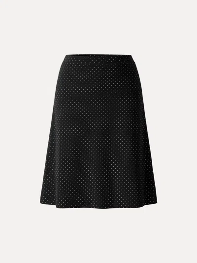 Oglmove Stretch Cotton Polka Dot A-line Flare Skirt In Black