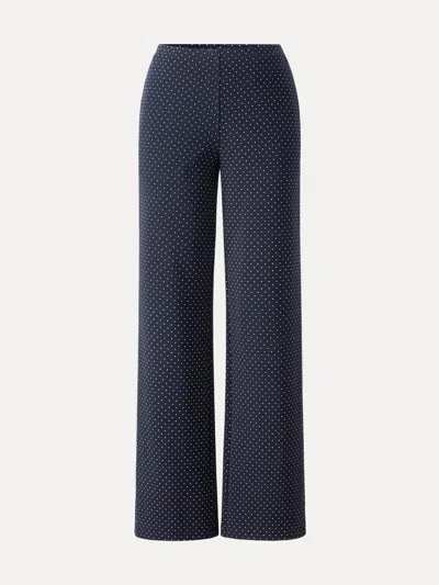Oglmove Stretch Cotton Polka Dot Wide Leg Pull-on Pants With Pockets In Blue