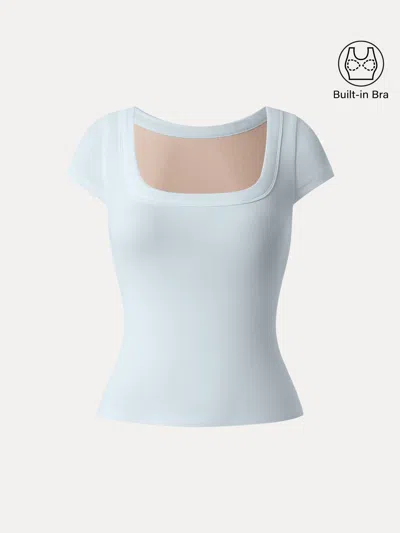 Oglmove Stretch Cotton Square Neck Cap Sleeve Bra Top