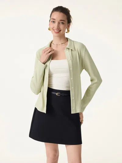 Oglmove Stretch Cotton Textured Knit Button-front Cardigan