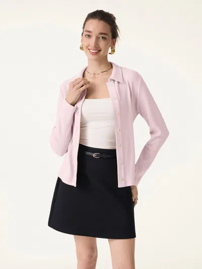 Oglmove Stretch Cotton Textured Knit Button-front Cardigan