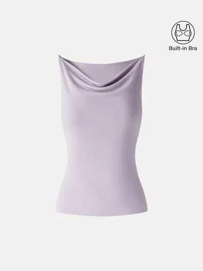 Oglmove Stretch Linen Cowl Neck Bra Tank In Purple