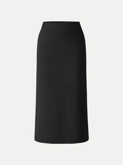 Oglmove Stretch Lyocell Blend The 90s Midi Skirt With Pockets In Black