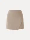 Oglmove Stretch Mid Rise Pull-on Tailored Skort In Brown