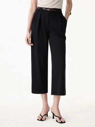 Oglmove Stretch Ponte Cropped Wide Leg Trousers In Black