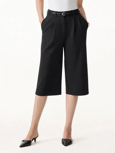 Oglmove Stretch Ponte High Rise Upper-calf Length Trousers In Black