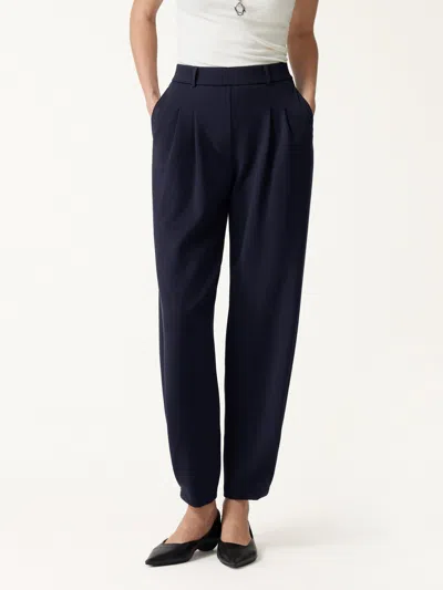 Oglmove Stretch Ponte High-rise Ankle Tapered Tuck Pants With Pockets In Black