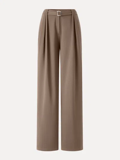 Oglmove Stretch Ponte High-rise Belted Wide-leg Pants With Pockets In Yellow