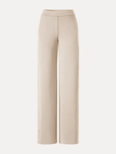 Oglmove Stretch Ponte High-rise Belted Wide-leg Pants With Pockets In Neutral