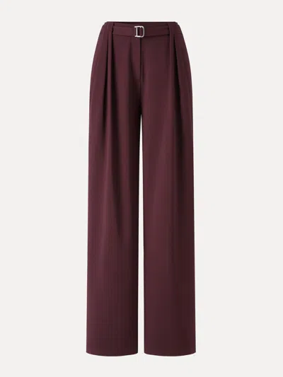 Oglmove Stretch Ponte High-rise Belted Wide-leg Pants With Pockets In Ruby Red