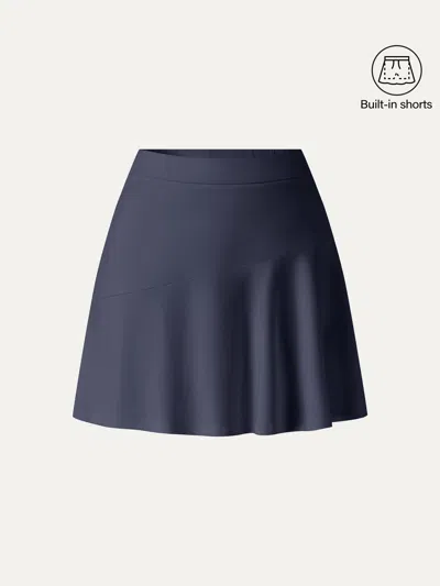 Oglmove Stretch Ponte Mid Rise Pull-on Skort In Blue